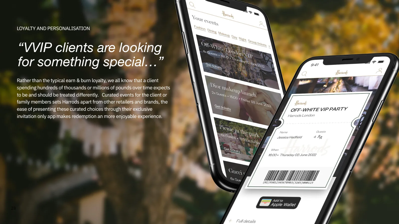 Harrods member app proposal for VIP client discovery